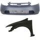 Bumper Cover Kit Includes Front Left Fender For 2006-2008 Honda Civic Sedan