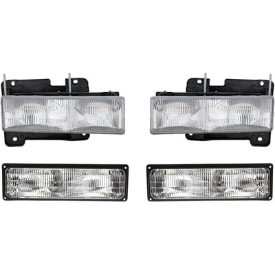 Headlight Kit For 1994-1999 GMC C1500 Suburban Driver and Passenger Side