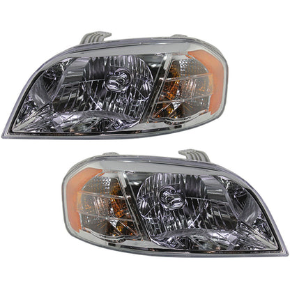 Headlights Headlamps Left and Right Pair Set For Chevy Aveo Brand Sedan