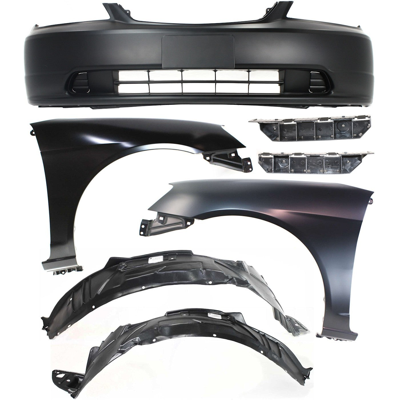 Front Bumper Cover Kit For 2001-2003 Honda Civic Coupe Sedan With Fender Liner
