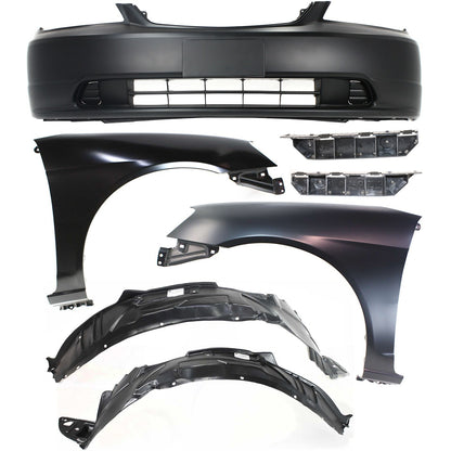 Front Bumper Cover Kit For 2001-2003 Honda Civic Coupe Sedan With Fender Liner