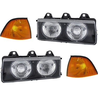 Headlight Kit For 96-98 BMW 328i 92-95 325is Left and Right 4Pc