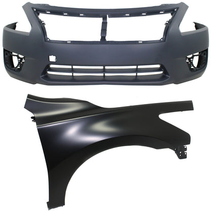Bumper Kit For 2013-2015 Nissan Altima Sedan Front CAPA Certified Part 2Pc