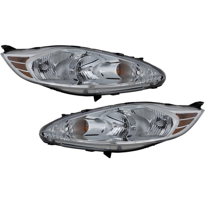 LH & RH Headlights For Ford Fiesta 2011-2013 Halogen w/ Bulbs CAPA S SE SEL SES