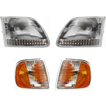 Headlights with Corner Light Set For 1997-2003 Ford F-150 97-02 Expedition 4-pcs