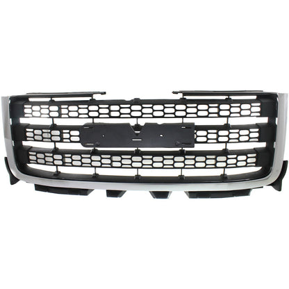 Grille Chrome with Textured Black For 2011-14 GMC Sierra 2500 HD Sierra 3500 HD