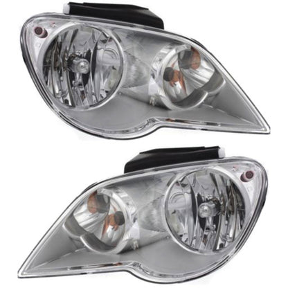 Headlight Set For 2007-2008 Chrysler Pacifica Left and Right With Bulb 2Pc