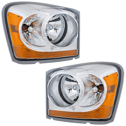 Headlight Set For 2004-05 Dodge Durango Halogen With Bulbs 55077720AD 55077721AD