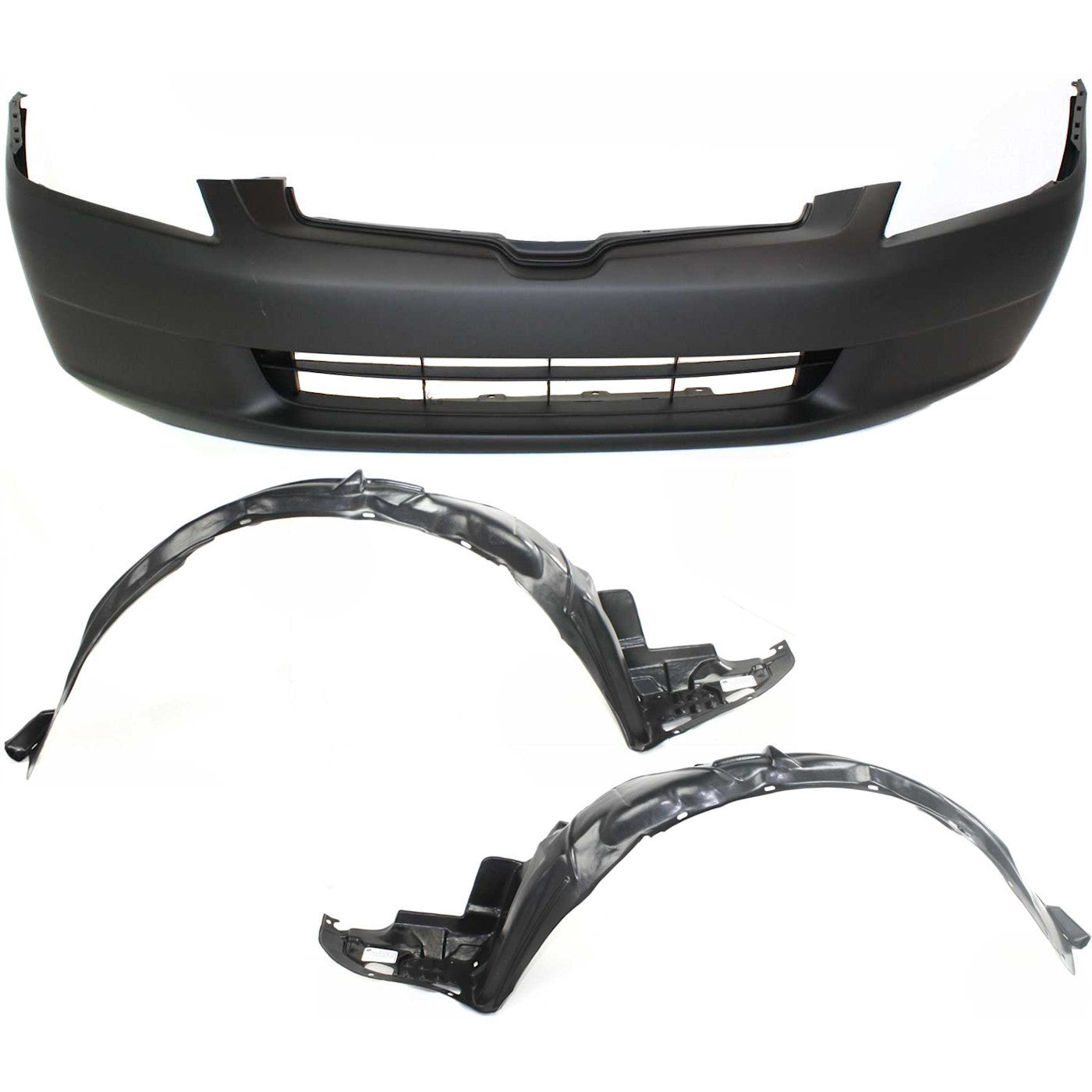 Front Bumper Cover Kit Includes Left Right Fender Liner For 2003-05 Honda Accord