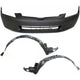 Front Bumper Cover Kit Includes Left Right Fender Liner For 2003-05 Honda Accord
