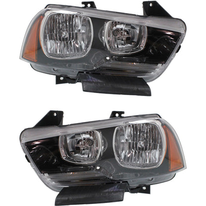Headlight Set For 2011-2014 Dodge Charger Left and Right With Bulb 2Pc