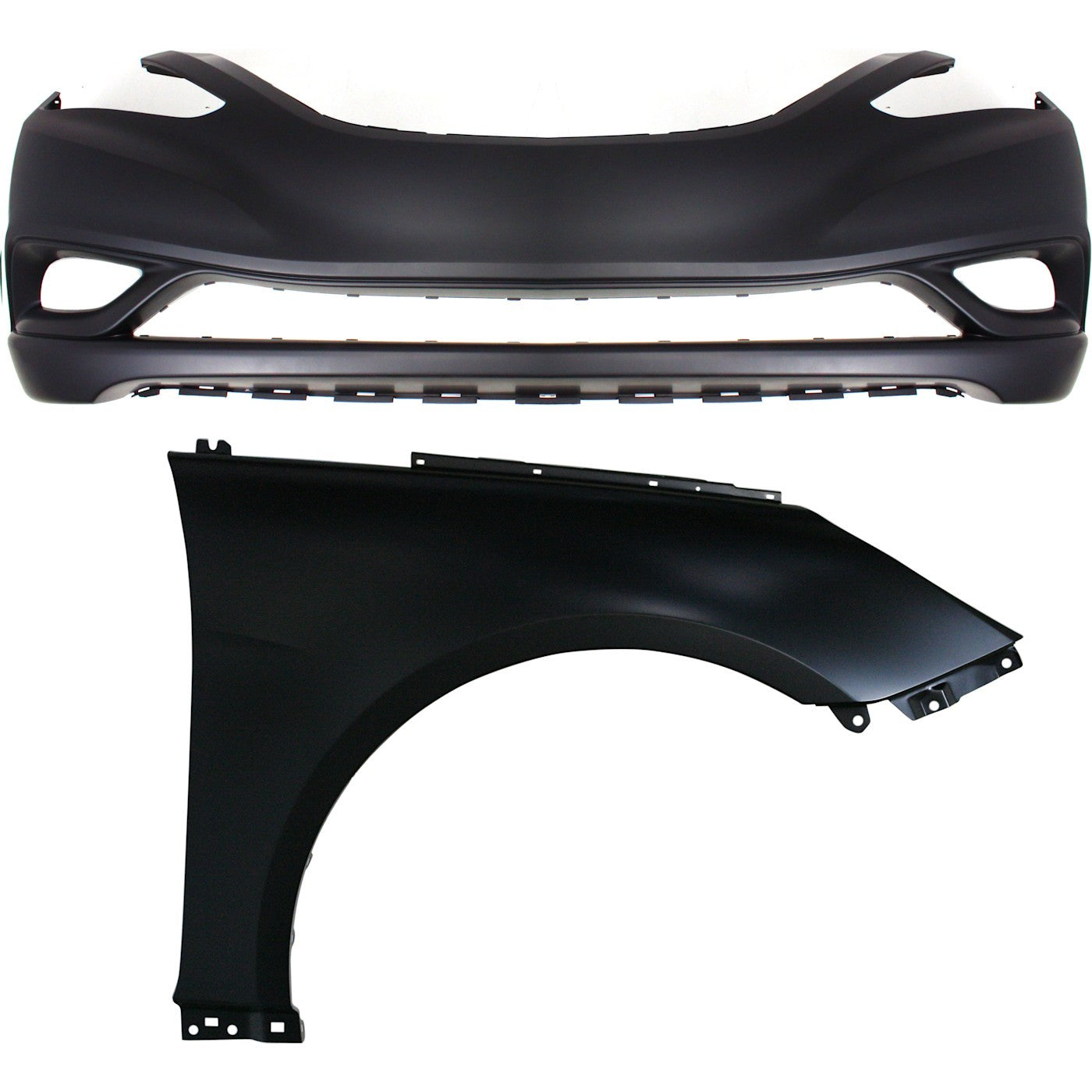 Front Bumper Cover Kit Includes Right Side Fender For 2011-2013 Hyundai Sonata