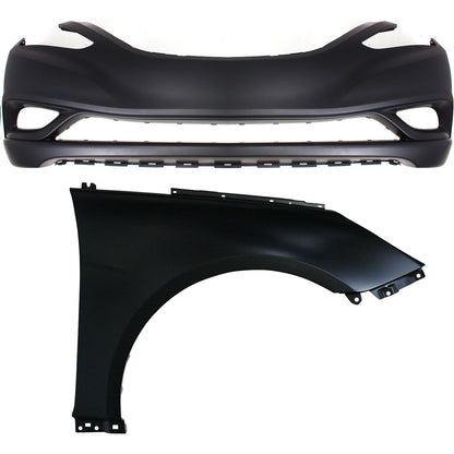 Front Bumper Cover Kit Includes Right Side Fender For 2011-2013 Hyundai Sonata