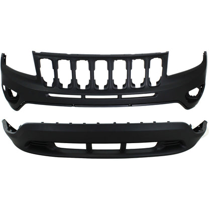 Bumper Covers Fascias Set of 2 For 2011-17 Jeep Compass MK Platform Front Upper