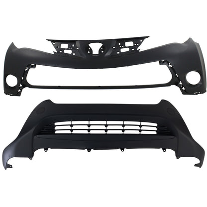 Bumper Covers Fascias Set Front Upper and Lower For 2013-15 Toyota RAV4 LE Model