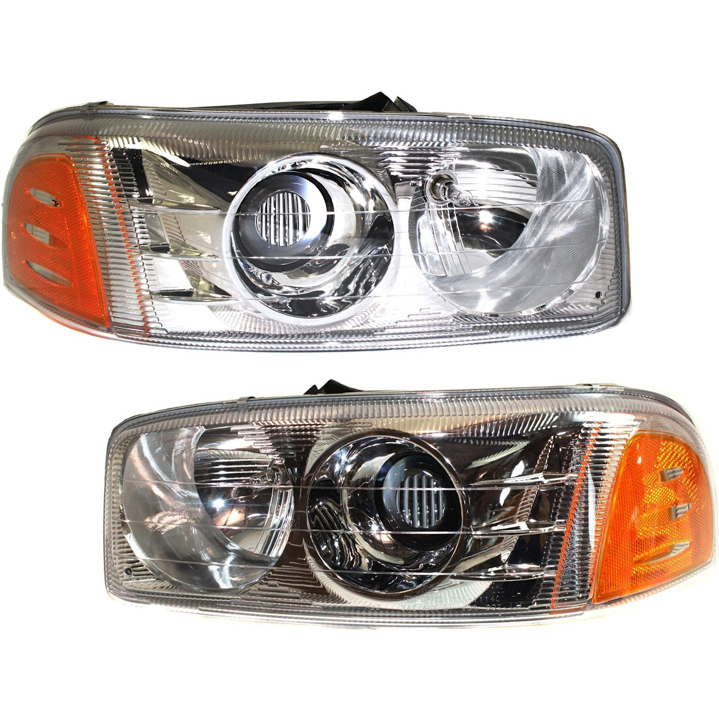 LH & RH Headlights For GMC Sierra 1500 2001-2006 Halogen with Bulbs C3 & Denali