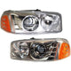LH & RH Headlights For GMC Sierra 1500 2001-2006 Halogen with Bulbs C3 & Denali