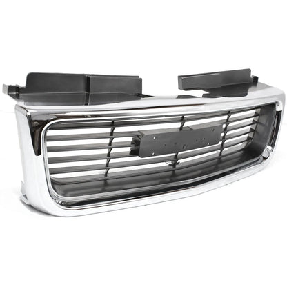 Grille For 98-2004 GMC Sonoma 98-2001 Jimmy Chrome Shell w/ Gray Insert Plastic