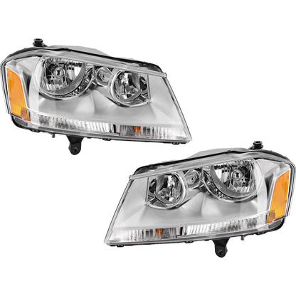 Headlight Assembly Set For 2008-2014 Dodge Avenger Sedan Left Right With Bulb