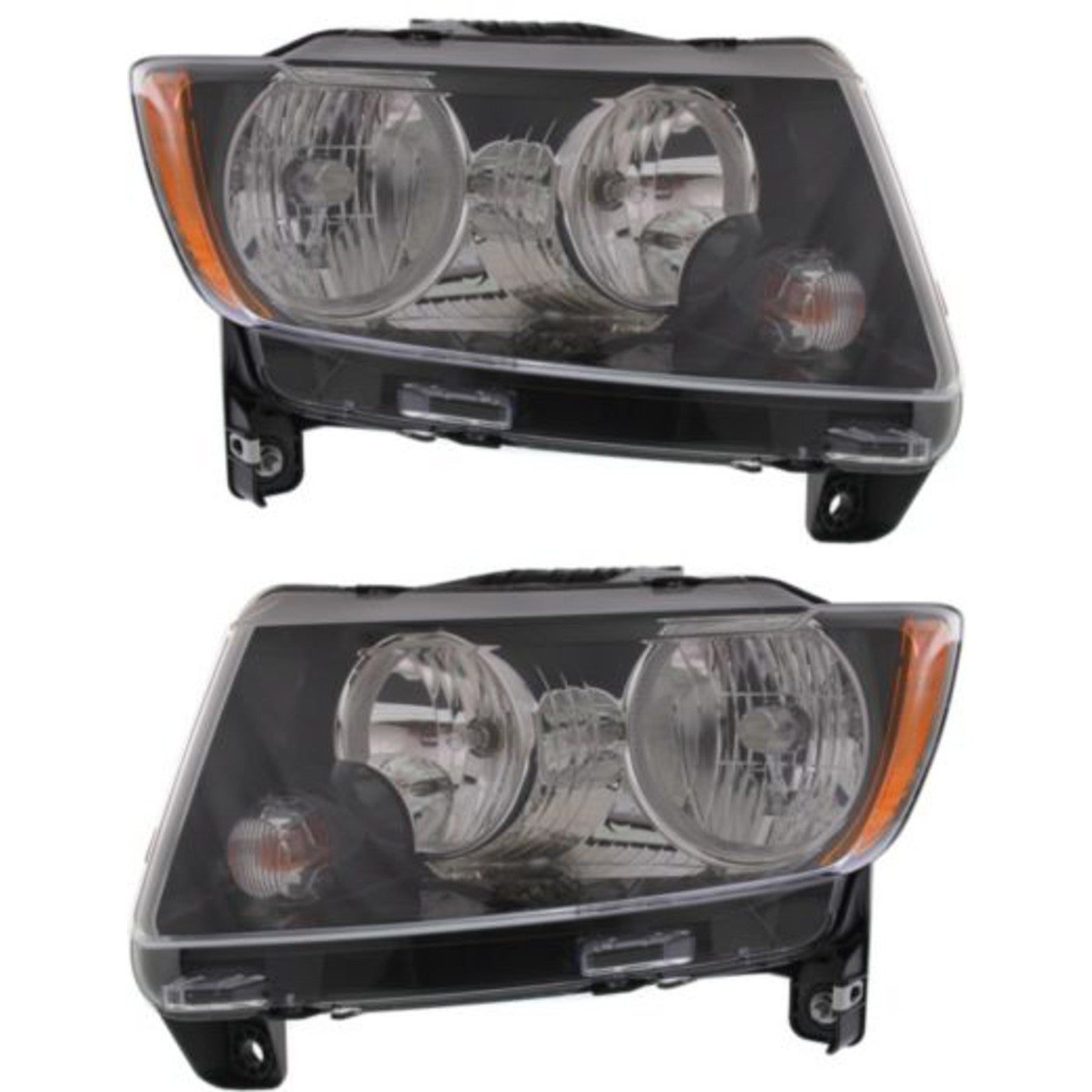 Driver and Passenger Side Headlights For Jeep Compass 2013-2017 Halogen w/ Bulbs