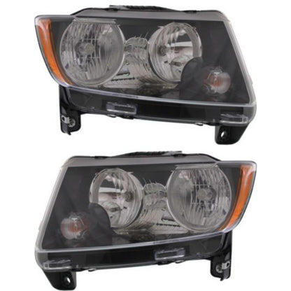 Driver and Passenger Side Headlights For Jeep Compass 2013-2017 Halogen w/ Bulbs