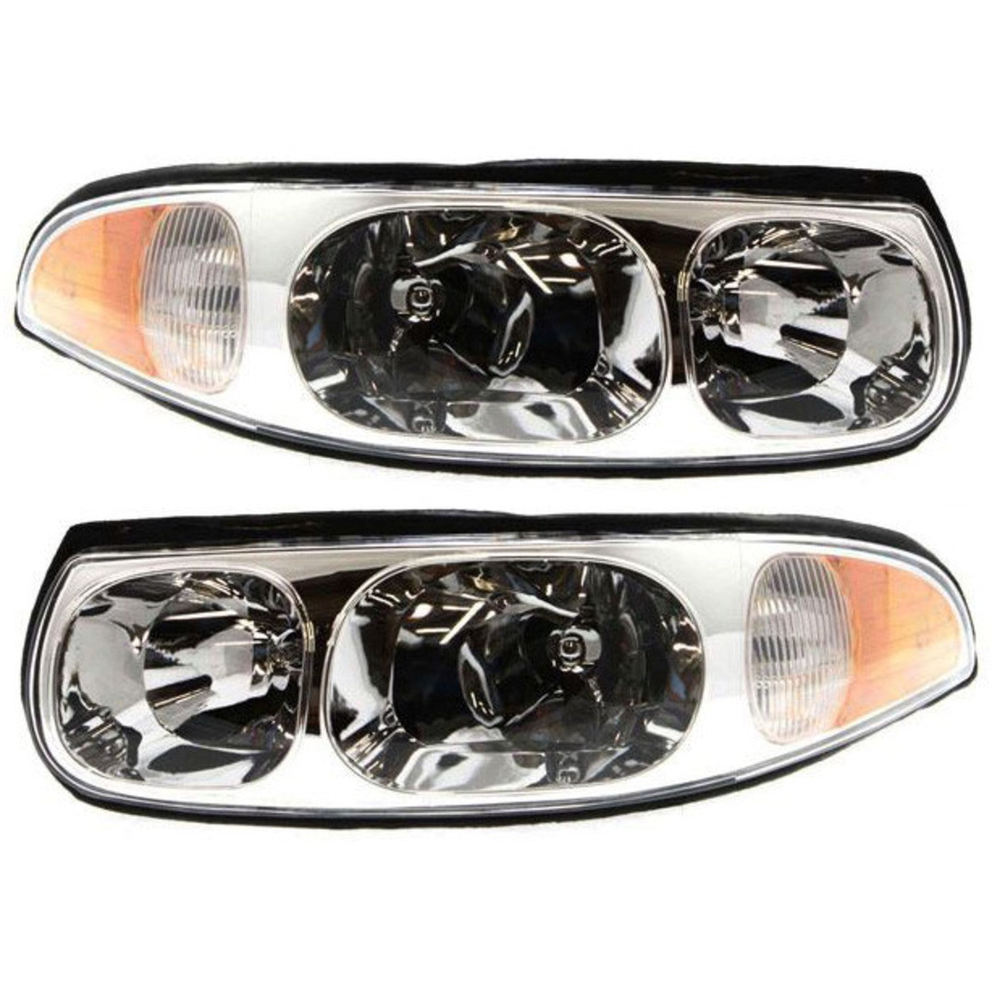 Driver and Passenger Side Headlight For Buick LeSabre 2000-2005 Halogen w/ Bulbs