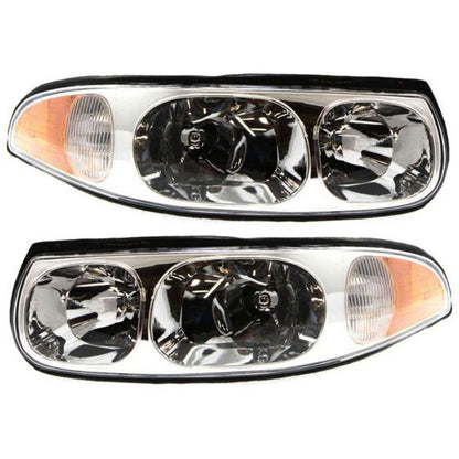 Driver and Passenger Side Headlight For Buick LeSabre 2000-2005 Halogen w/ Bulbs