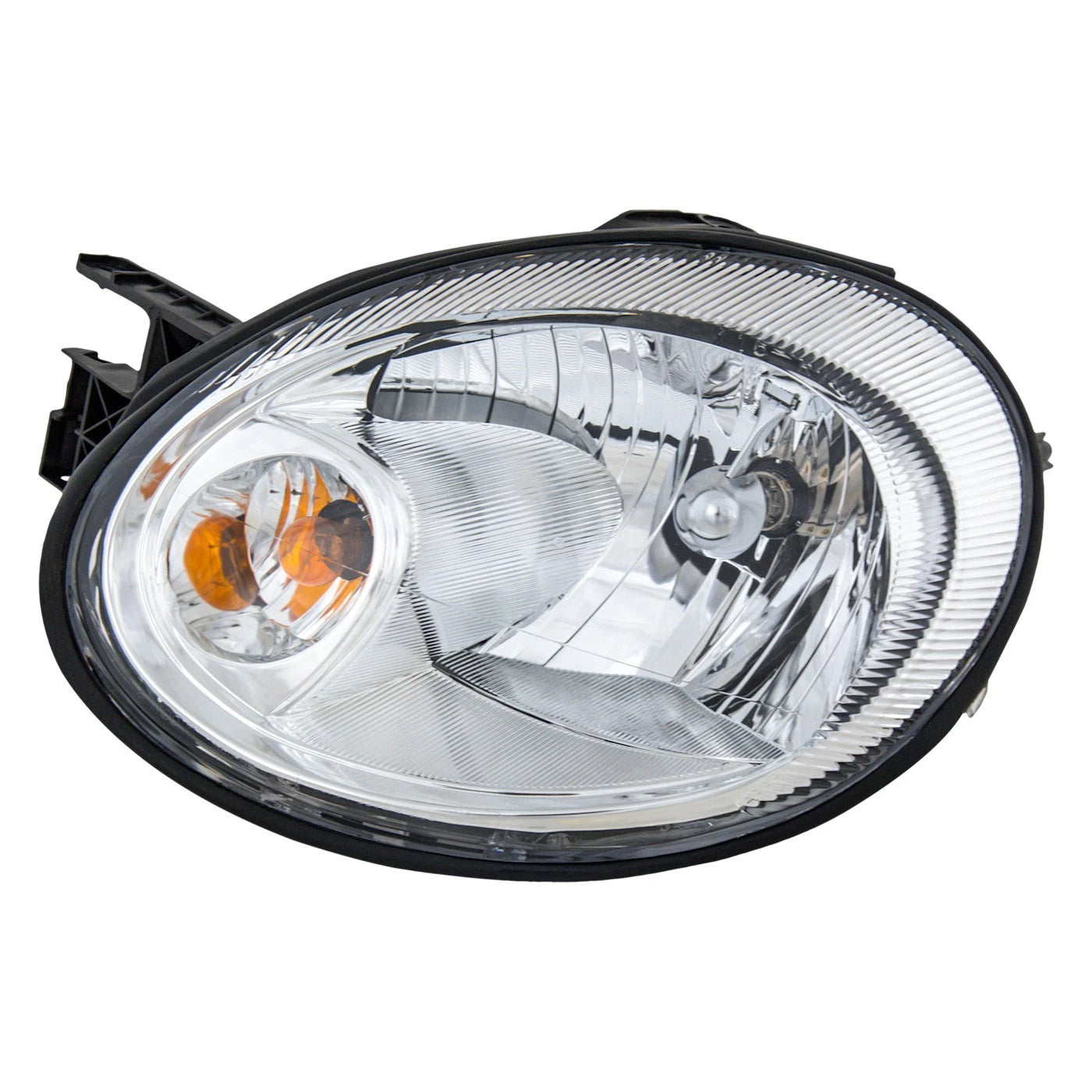 Halogen Headlight Set with Chrome Bezel Left and Right For 2003-2005 Dodge Neon