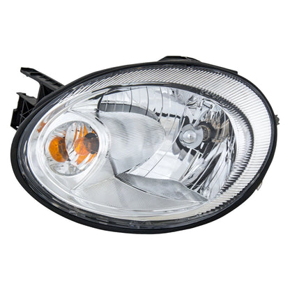 Halogen Headlight Set with Chrome Bezel Left and Right For 2003-2005 Dodge Neon
