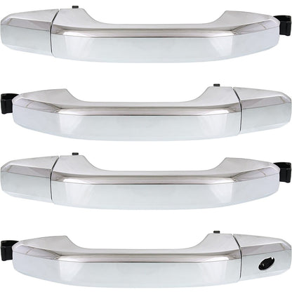Exterior Door Handle Set of 4 For 14-18 Chevrolet Silverado 1500 Chrome Plastic