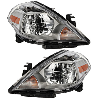 Halogen Headlight Set of 2 For 2007-2012 Nissan Versa Hatcback Left and Right