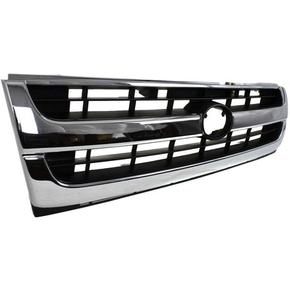 Grille Assembly For 97-00 Toyota Tacoma Chrome Shell w/ Black Insert Plastic 2WD