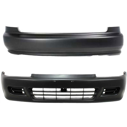 Front & Rear Bumper Cover Set For 1992-1995 Honda Civic Hatchback Primed Plastic