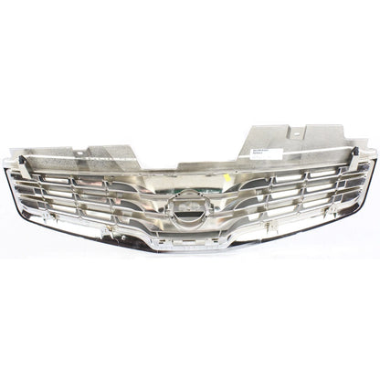 Grille For 2010-2012 Nissan Sentra Chrome Shell w/ Gray Insert Plastic