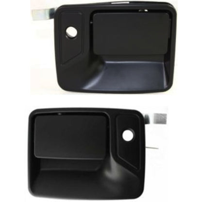 Door Handle Set For 1999-2016 Ford F-250 Super Duty Front Smooth Black 2-Pcs