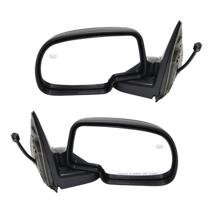 Side View Mirrors Power Heated Smooth Black with Puddle Pair For 00-02 Chevy GMC