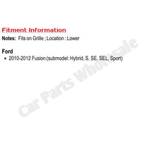 Grille Trim For 10-12 Ford Fusion Lower Molding Chrome FO1216104C AE5Z8200B CAPA