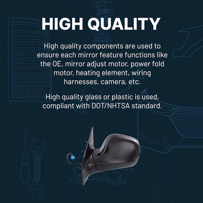 Power Mirror Set For 2001-2004 Toyota Tacoma Manual Folding Chrome