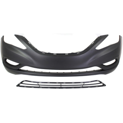 Front Bumper Cover Kit Includes Bumper Grille For 2011-2013 Hyundai Sonata CAPA