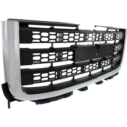 Grille Chrome with Textured Black For 2011-14 GMC Sierra 2500 HD Sierra 3500 HD