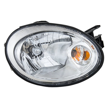 Halogen Headlight Set with Chrome Bezel Left and Right For 2003-2005 Dodge Neon