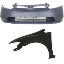 Bumper Cover Kit Includes Front Left Fender For 2006-2008 Honda Civic Sedan