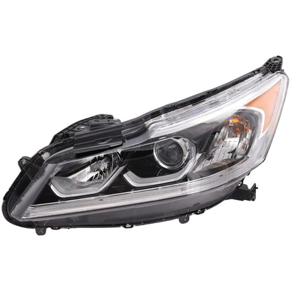 Driver Side Headlight For Honda Accord 2016-2017 EX EX-L Sedan Halogen LED DRL
