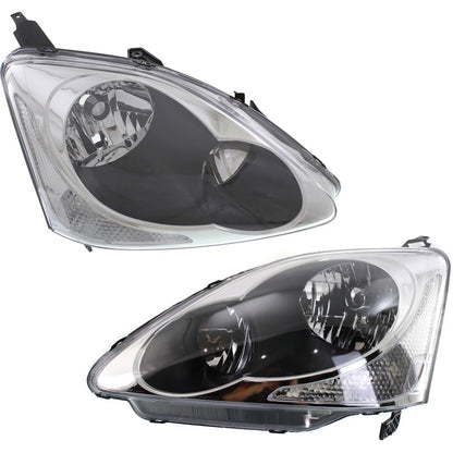 Left and Right Side Headlight For Honda Civic 2004-2005 Si SiR Hatchback Halogen