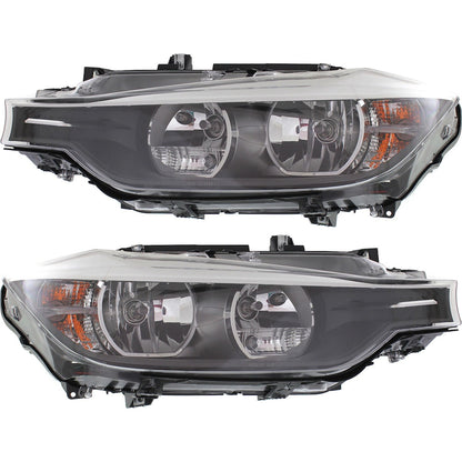 Driver and Passenger Side Headlight For BMW 328i 2012-2015 Halogen with Bulb(s)