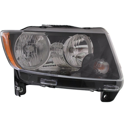 Driver and Passenger Side Headlights For Jeep Compass 2013-2017 Halogen w/ Bulbs