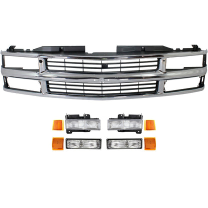 Grille and Headlight Kit For 1994-1996 Chevrolet C1500 Suburban K1500 Suburban