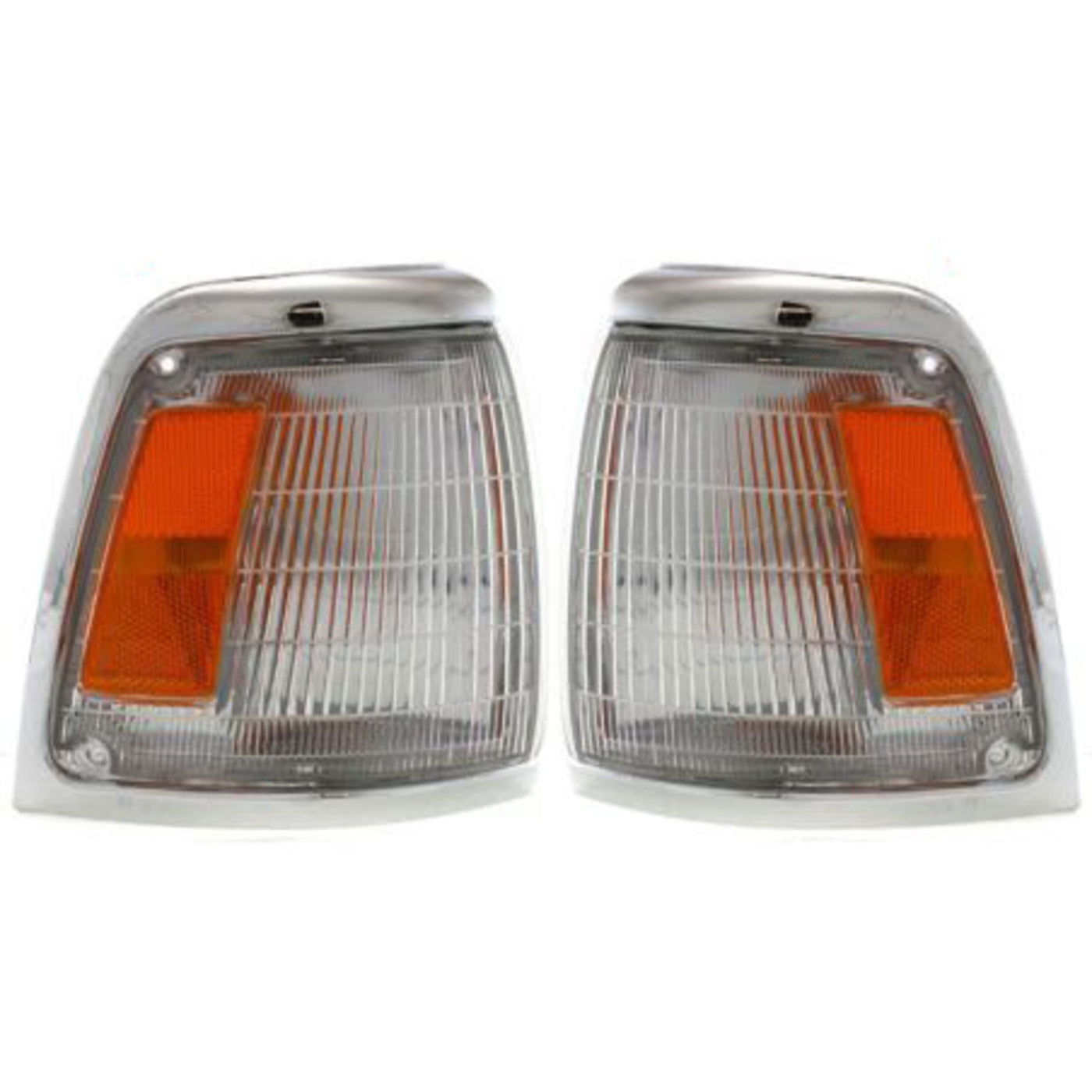 Corner Light Set For 1992-1995 Toyota Pickup 2WD With Bulb With Chrome Trim Pair