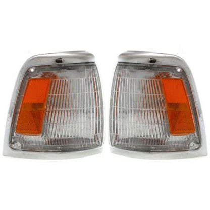Corner Light Set For 1992-1995 Toyota Pickup 2WD With Bulb With Chrome Trim Pair