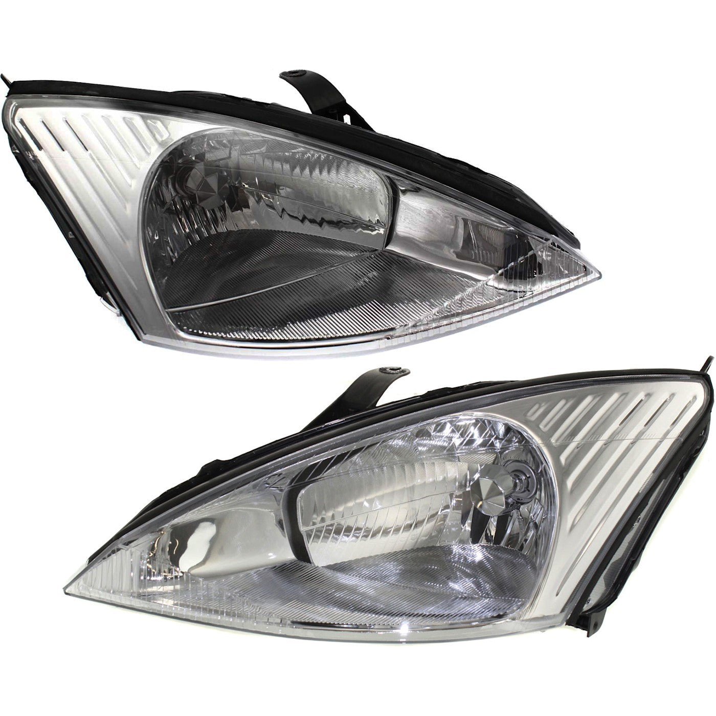 Driver and Passenger Side Headlights For Ford Focus 2000-2002 Halogen w/ Bulb/s